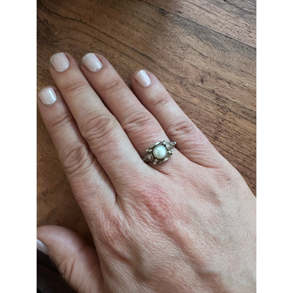 Vintage 925 Sterling Silver Cultured Pearl Ring Size 6.5 - Picture 3 of 4